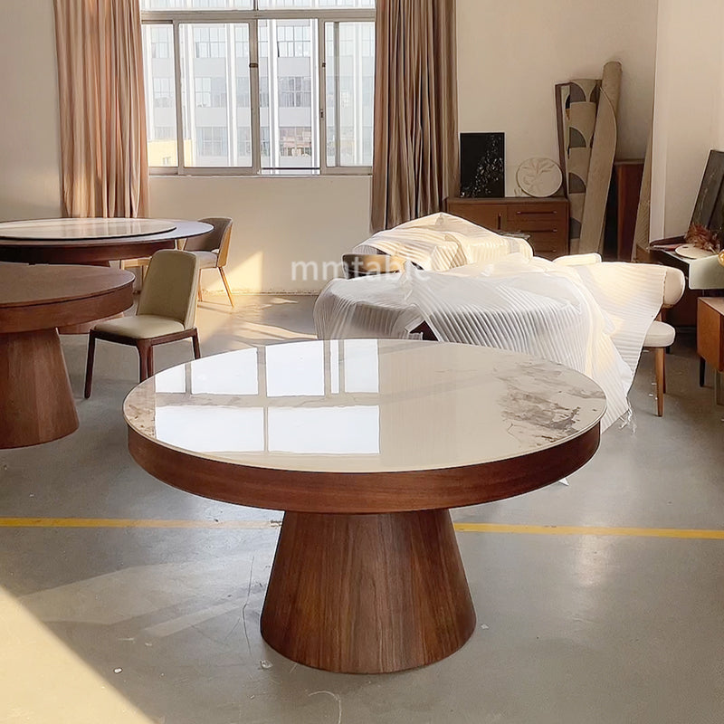 Table ronde extensible en bois finition charbon 110-145 cm COVENTRY Table ronde extensible en bois finition charbon 110-145 cm COVENTRY