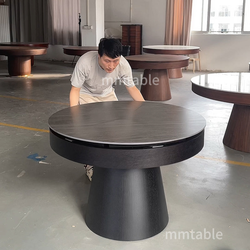 table ronde en bois extensible de 1,1 à 1,5 mètres