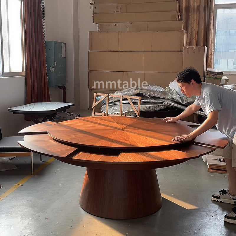 table ronde en bois extensible de 1,5 à 2,1 mètres