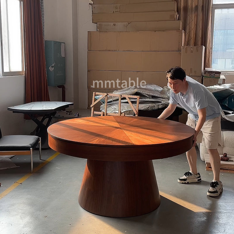 table ronde en bois extensible de 1,5 à 2,1 mètres