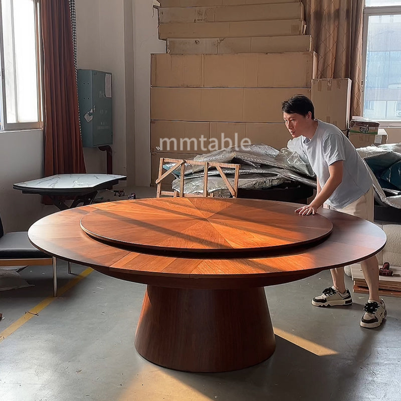 table ronde en bois extensible de 1,5 à 2,1 mètres