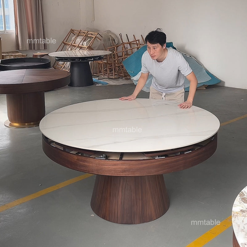 table à manger ronde extensible 150 cm à 210 cm, 8 à 12 personnes