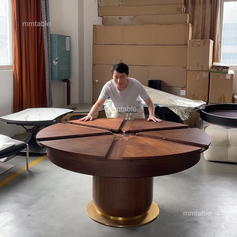 table bois ronde extensible 150 cm à 200 cm, 6 à 12 personnes