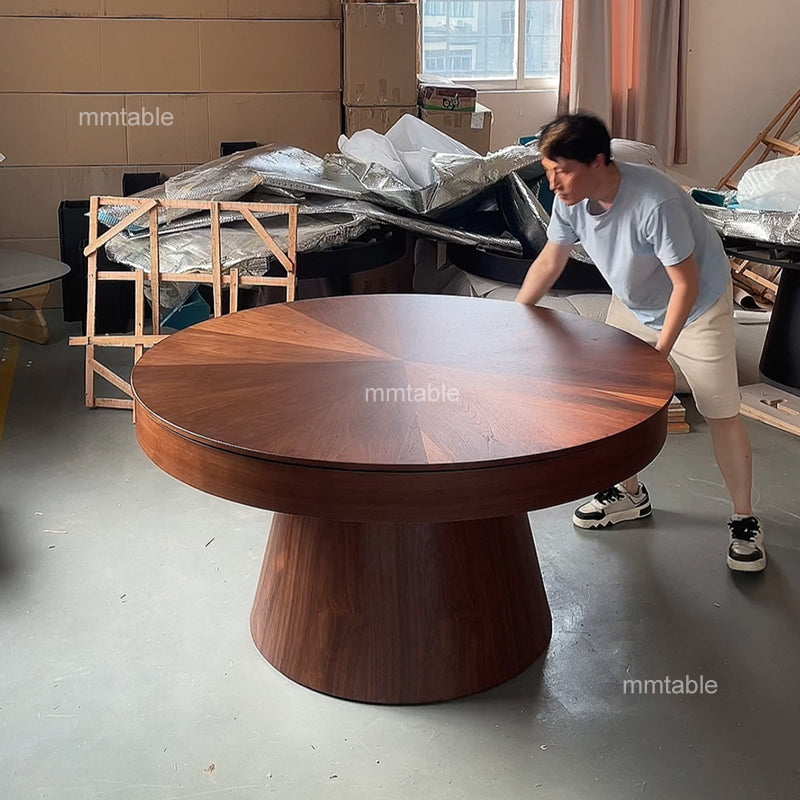 table bois ronde extensible 150 cm à 210 cm, 6 à 12 sièges