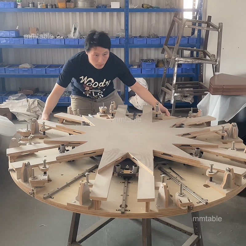 table ronde avec rallonge intégrée 6 à 12 personnes / table ronde en bois salle a manger avec rallonge ronde 150 cm à 200 cm