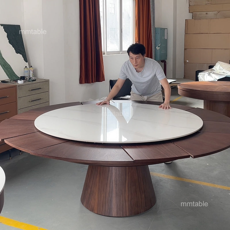 table ronde avec rallonge 10 12 personnes / table de cuisine extensible 140 180 200 210 cm / table ronde extensible 4 à 12 personnes