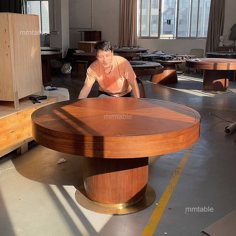 grande table ronde extensible designs 8 10 12 personnes 1,4 à 1,8 mètres / table ronde avec rallonge integree 130 140 180 200cm / table ronde extensible de 6 à 12 personnes