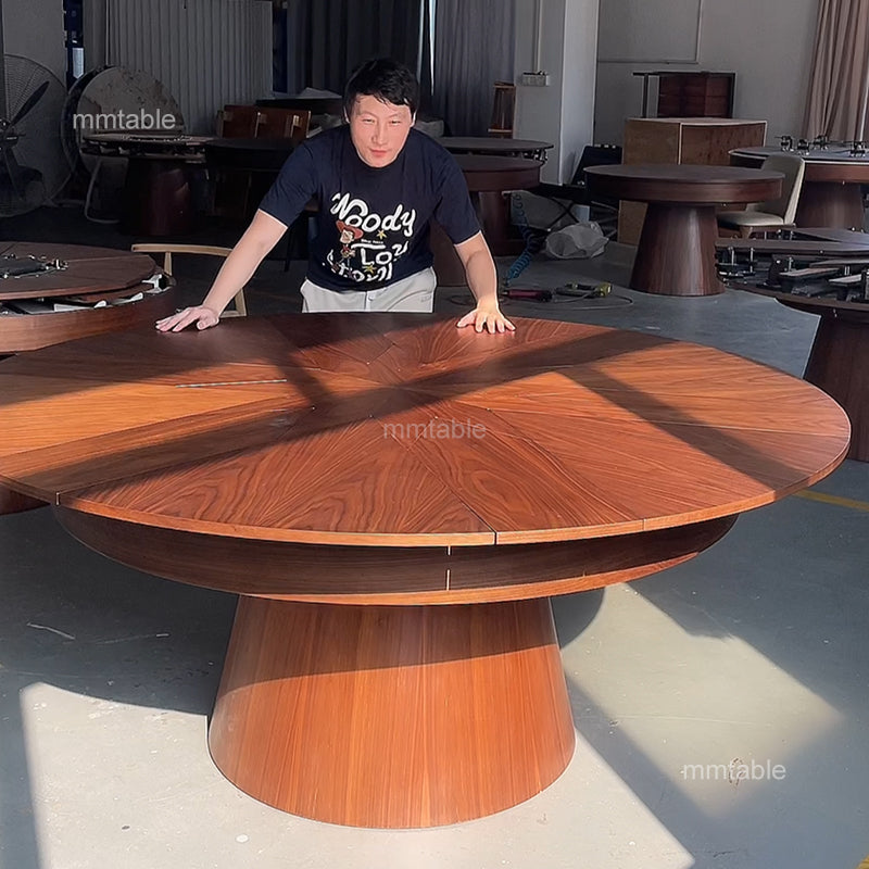 table ronde en bois avec rallonge 4 6 8 10 12 personnes / grande table ronde extensible design 130 140 180 200cm / table ronde extensible de 4 à 12 personnes