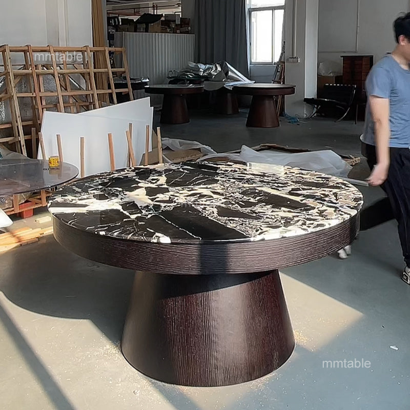 marbre table ronde extensible de 4 à 10 personnes / table à manger extensible / table ronde avec rallonge intégrée 6 8 10 12 personnes / grande table ronde extensible design 120 140 180 210cm