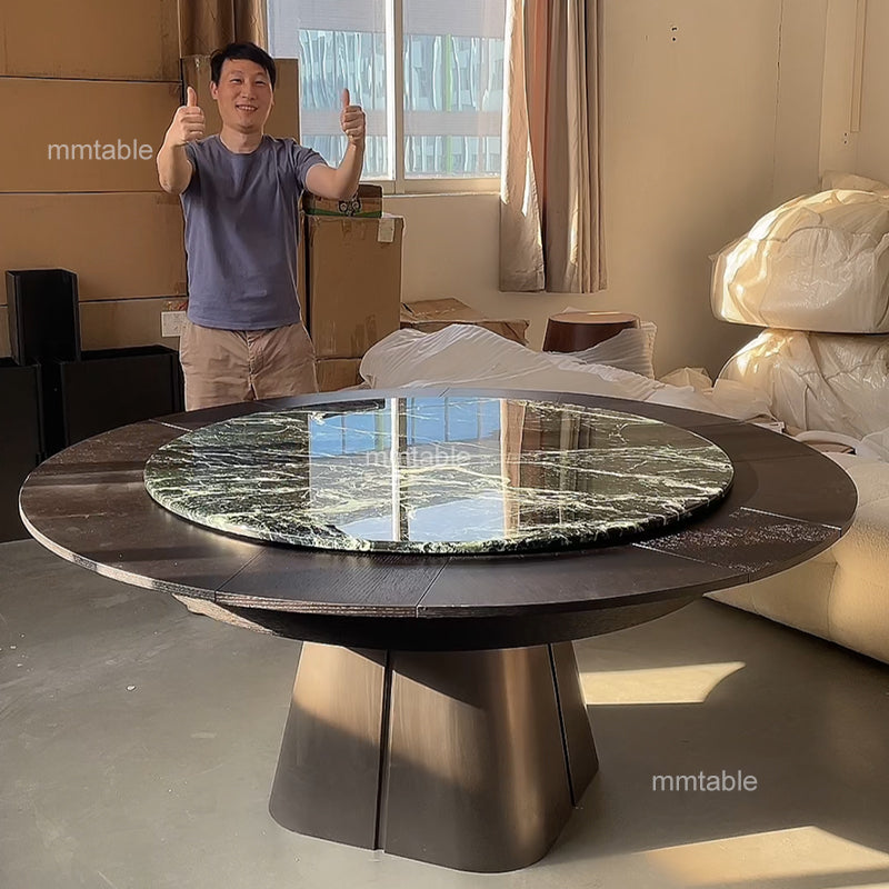 Marmor moderne runder esstisch ausziehbar, 130 cm bis 180 cm, 6 bis 10 personen
