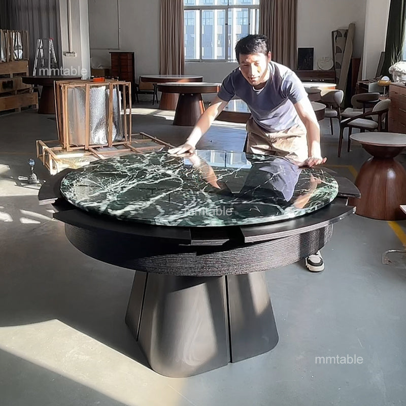 Marmor moderne runder esstisch ausziehbar, 130 cm bis 180 cm, 6 bis 10 personen