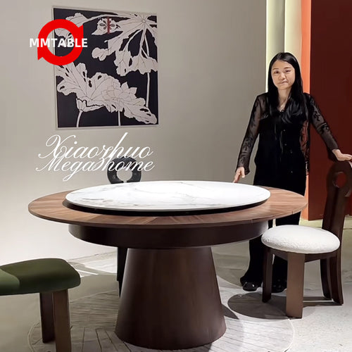 modern extendable dining table / round extending dining table