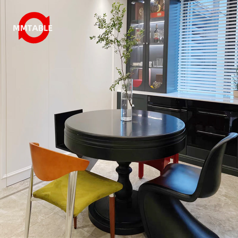 extendable solid wood table / round extending dining table