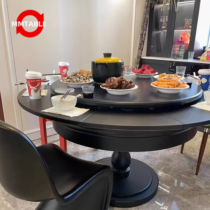 extendable solid wood table / round extending dining table
