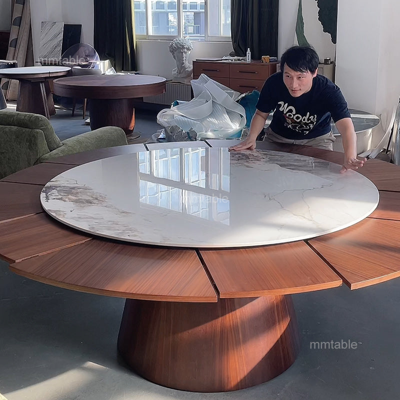 ausziehbarer esstisch rund / holz esstisch ausziehbar für 8 10 12 personen 150 cm bis 210 cm