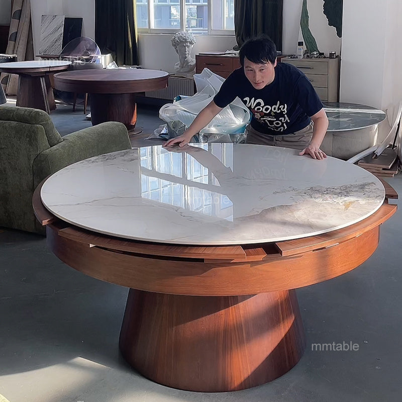 ausziehbarer esstisch rund / holz esstisch ausziehbar für 8 10 12 personen 150 cm bis 210 cm