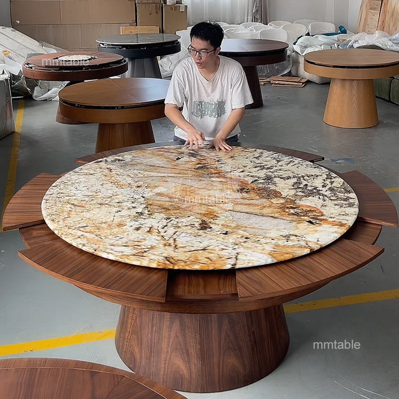 marbre table extendable dining table seat 6 8 10 12 persons / round extendable dining table 150 180 210 cm