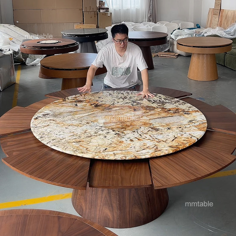 marbre table extendable dining table seat 6 8 10 12 persons / round extendable dining table 150 180 210 cm