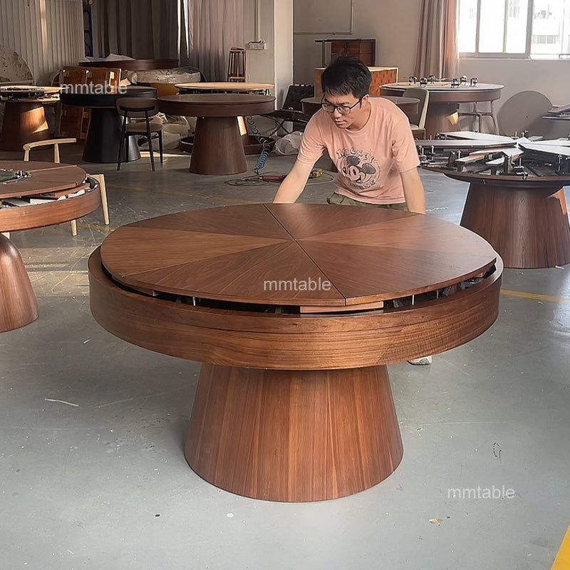 round extendable dining table seat 6 8 10 12 persons / extendable wooden dining table  140 150 180 200 cm
