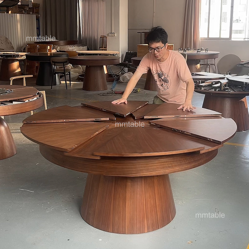 round extendable dining table seat 6 8 10 12 persons / extendable wooden dining table  140 150 180 200 cm