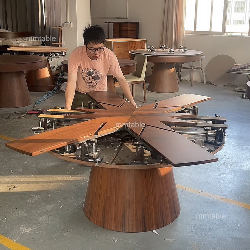 round extendable dining table seat 6 8 10 12 persons / extendable wooden dining table  140 150 180 200 cm