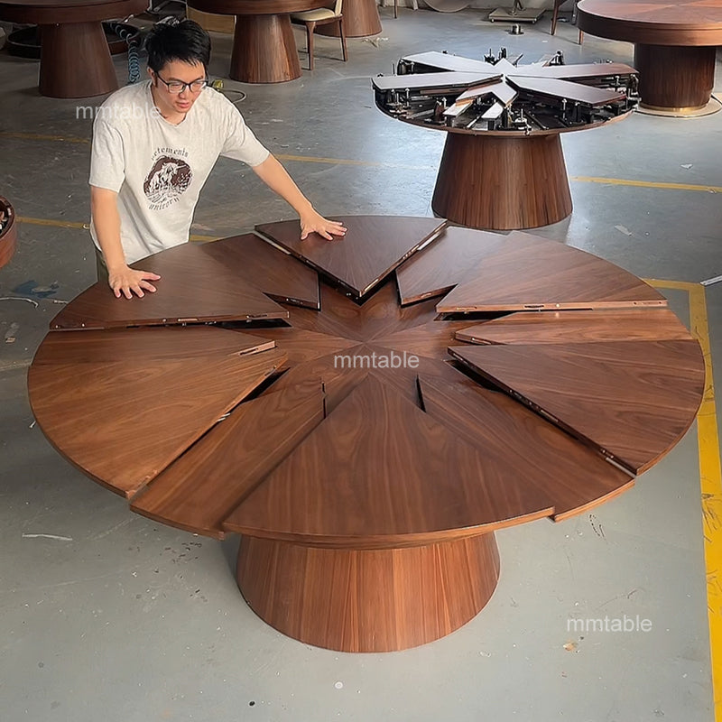 round extendable dining table suitable for 4 to 12 people / Large extendable dining table design for 6 to 12 people