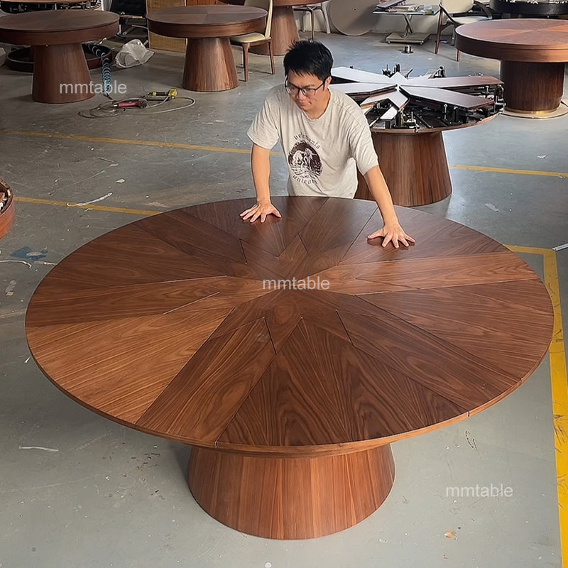 round extendable dining table suitable for 4 to 12 people / Large extendable dining table design for 6 to 12 people