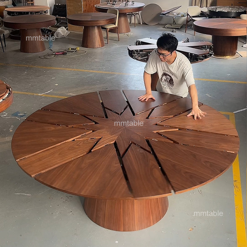 round extendable dining table suitable for 4 to 12 people / Large extendable dining table design for 6 to 12 people