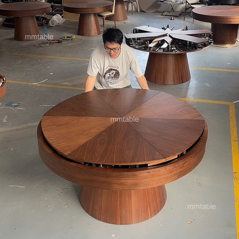round extendable dining table suitable for 4 to 12 people / Large extendable dining table design for 6 to 12 people