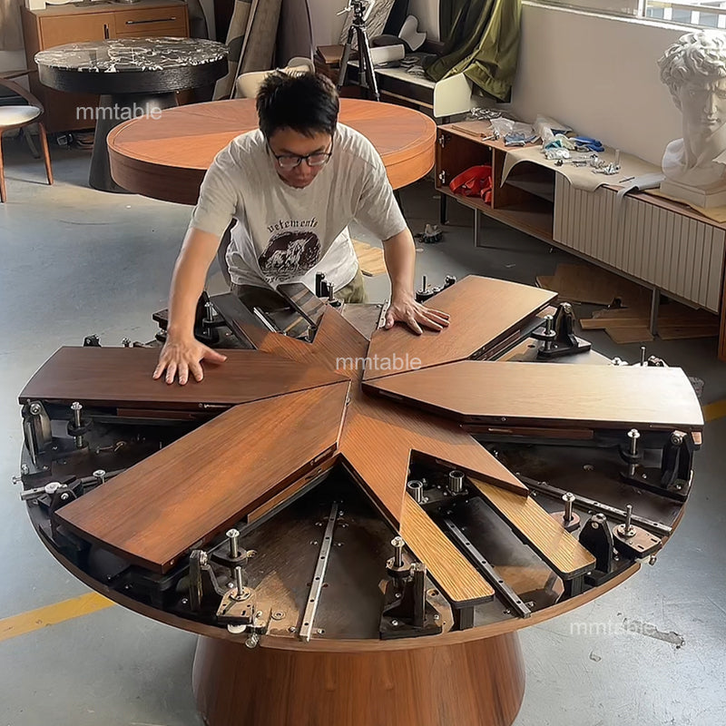 round extendable dining table suitable for 4 to 12 people / Large extendable dining table design for 6 to 12 people