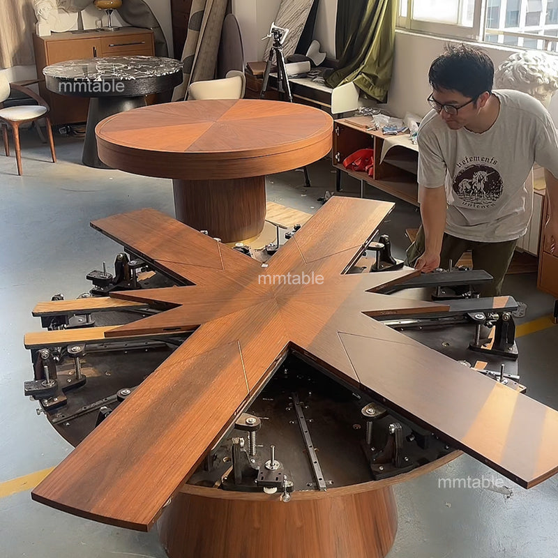 round extendable dining table suitable for 4 to 12 people / Large extendable dining table design for 6 to 12 people