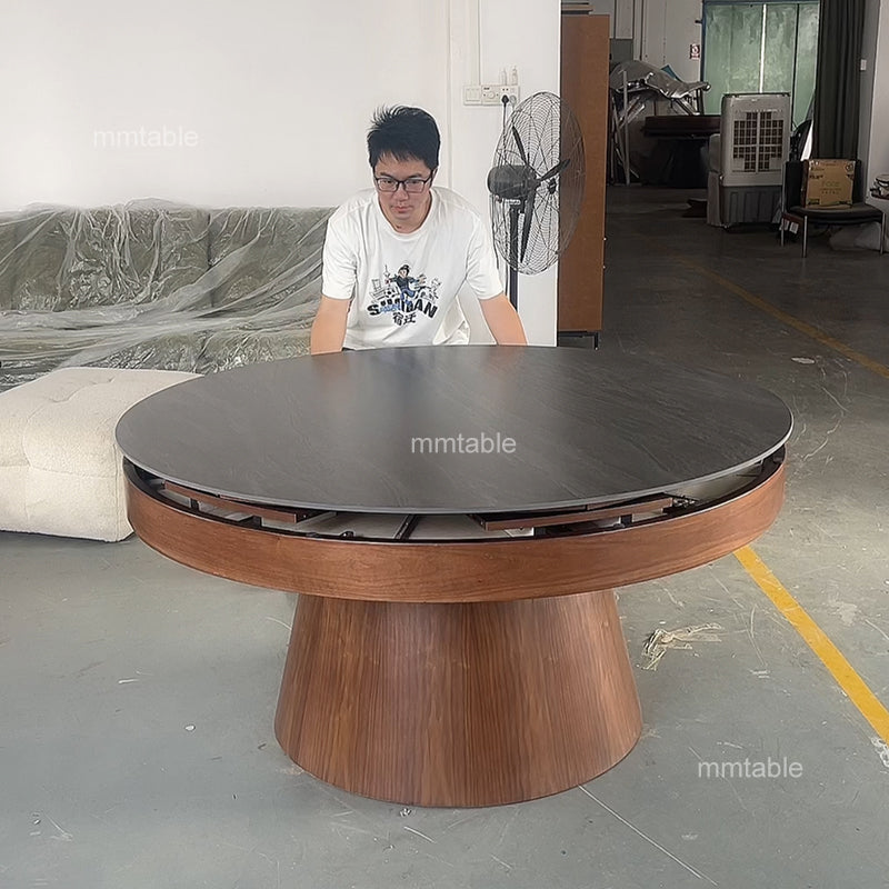 round extendable dining table 140 180 200 210 cm / extendable round dining table 4 to 12 people