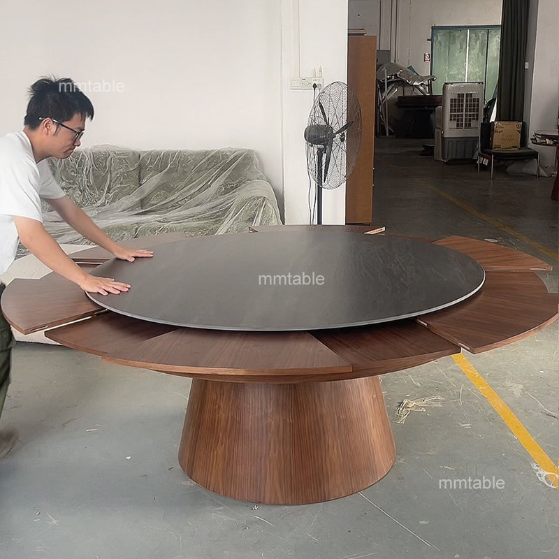 round extendable dining table 140 180 200 210 cm / extendable round dining table 4 to 12 people