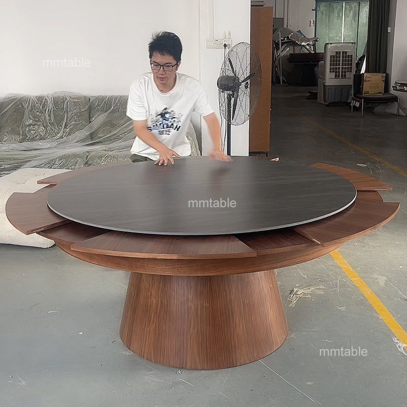 round extendable dining table 140 180 200 210 cm / extendable round dining table 4 to 12 people