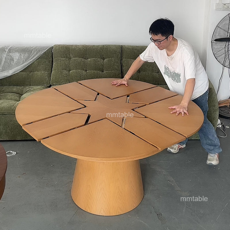 round extendable dining table seat 6 8 10 12 persons / round extendable wooden dining table 110cm 120 cm 140cm 150 cm