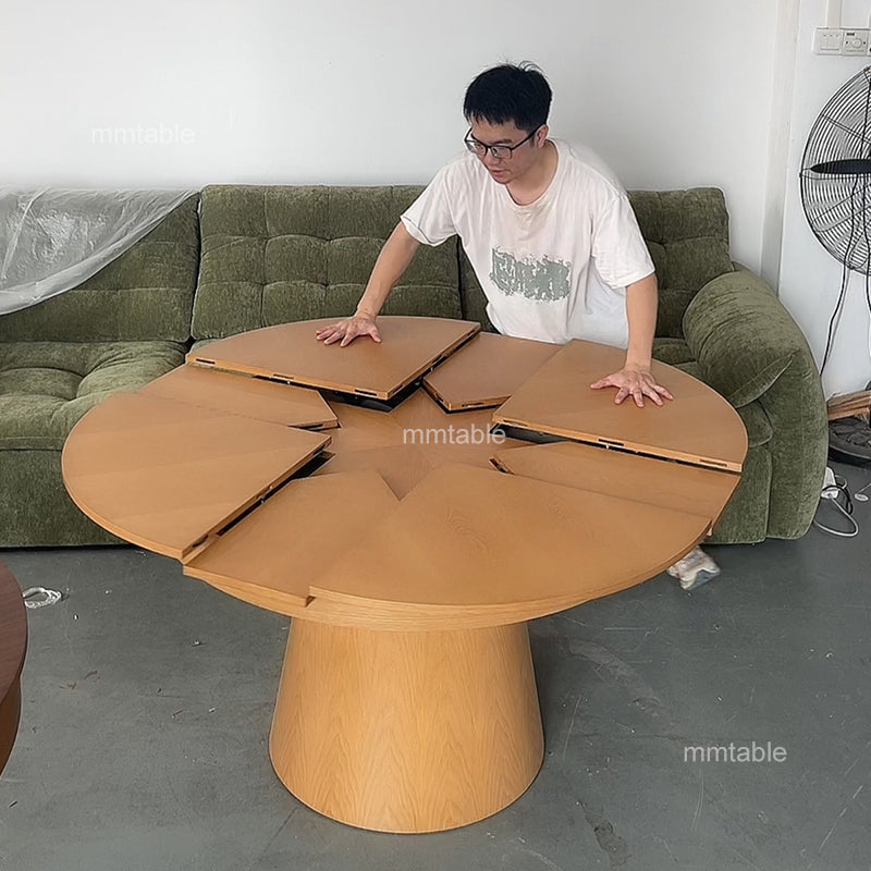 round extendable dining table seat 6 8 10 12 persons / round extendable wooden dining table 110cm 120 cm 140cm 150 cm