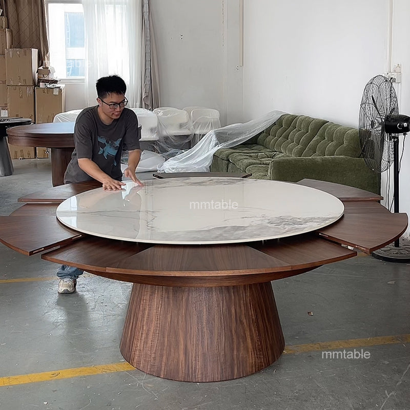round extendable dining table &nbsp;seats 6 8 10 12 /extendable round kitchen table / extendable dining table furniture