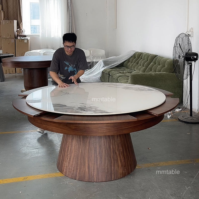 round extendable dining table &nbsp;seats 6 8 10 12 /extendable round kitchen table / extendable dining table furniture