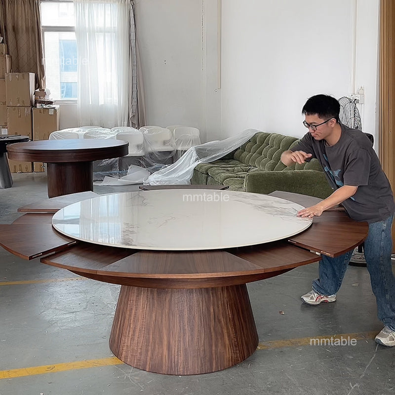 round extendable dining table &nbsp;seats 6 8 10 12 /extendable round kitchen table / extendable dining table furniture