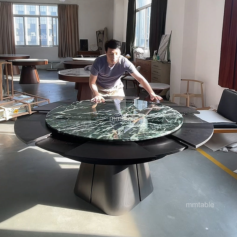 round extendable dining table seats 8  10 12 persons / round extending dining room table 130cm 150cm