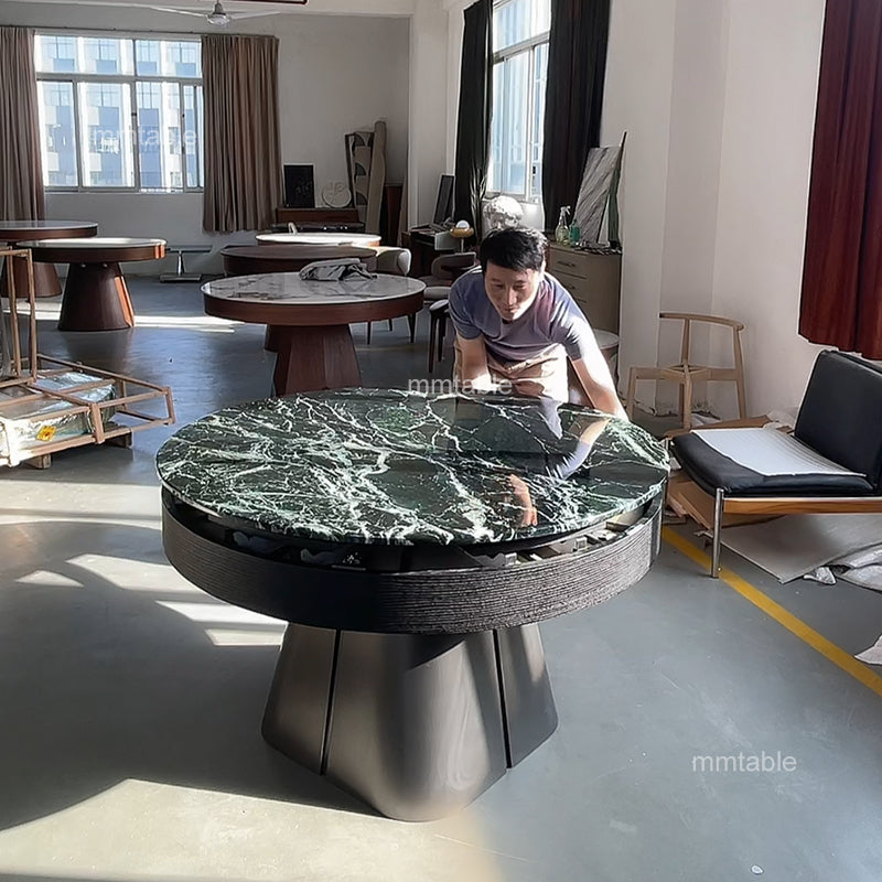 round extendable dining table seats 8  10 12 persons / round extending dining room table 130cm 150cm