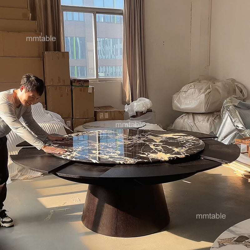 round extendable dining table seats 8 10 12 persons / extendable dining table 130cm 150cm 180cm 200 cm 210cm