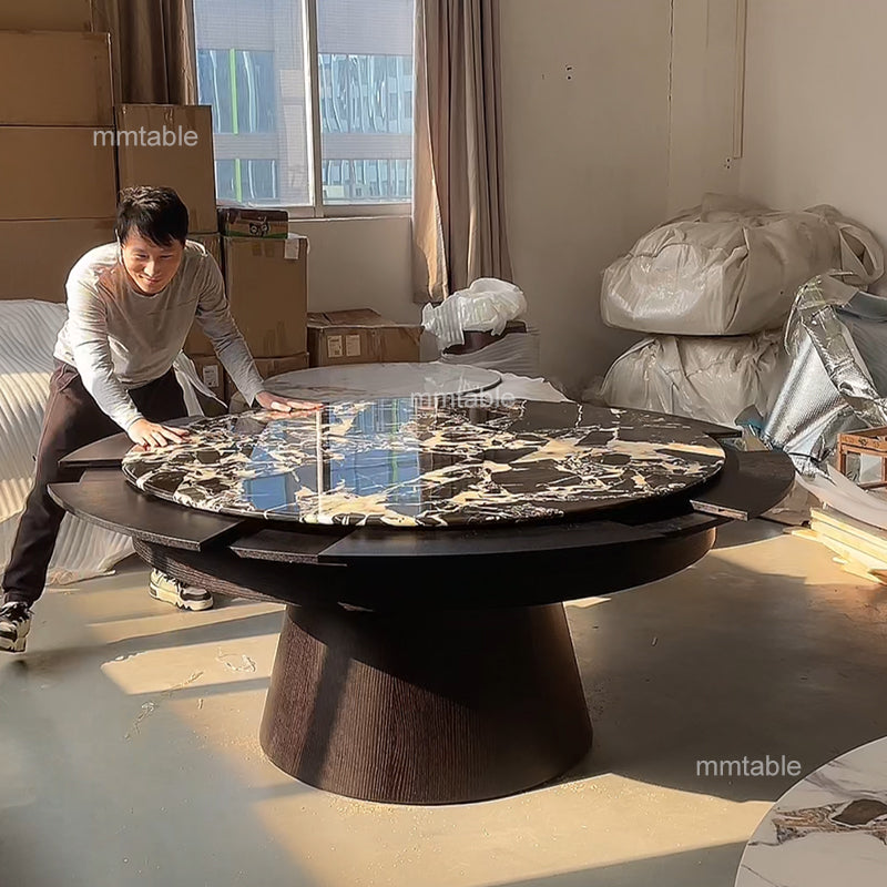 round extendable dining table seats 8 10 12 persons / extendable dining table 130cm 150cm 180cm 200 cm 210cm