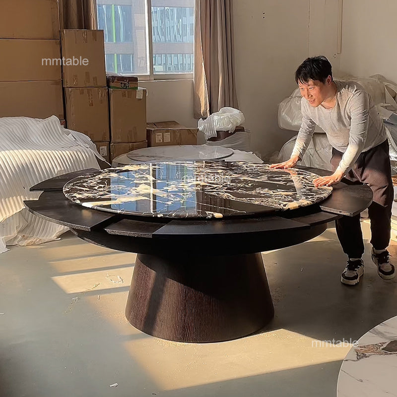round extendable dining table seats 8 10 12 persons / extendable dining table 130cm 150cm 180cm 200 cm 210cm