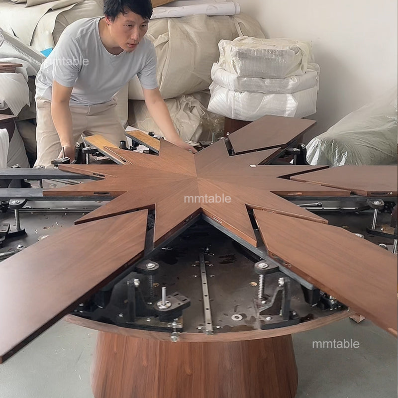 Extendable round dining table / round extendable dining table seats 8 10 12  persons  130cm 150cm 200cm