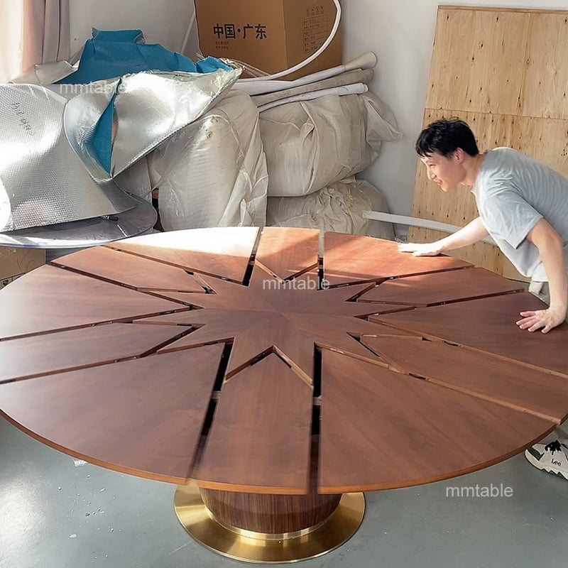 Extendable round dining table / round extendable dining table seats 8 10 12  persons  130cm 150cm 200cm