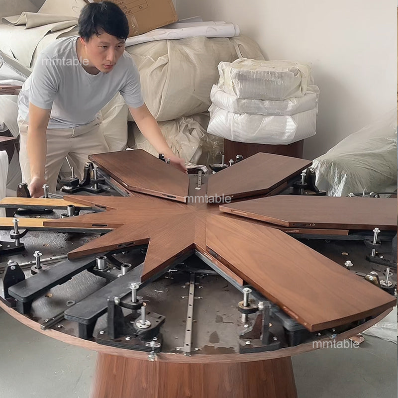 Extendable round dining table / round extendable dining table seats 8 10 12  persons  130cm 150cm 200cm