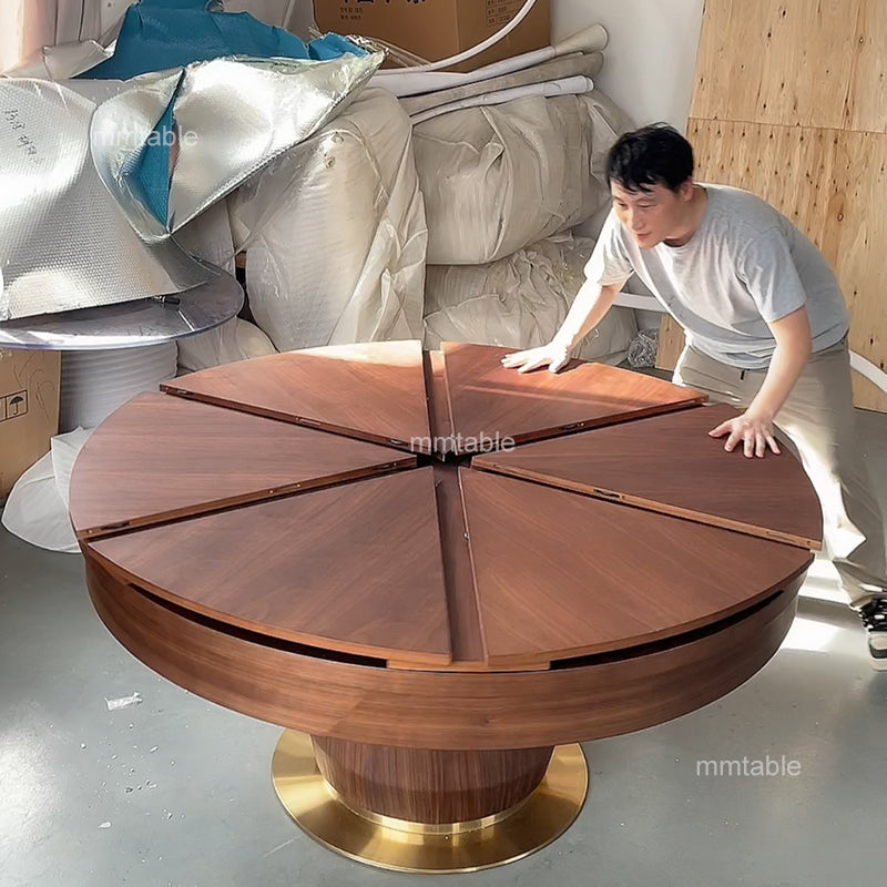 Extendable round dining table / round extendable dining table seats 8 10 12  persons  130cm 150cm 200cm