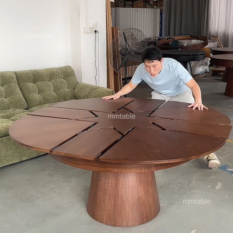 extendable round dining table set for 6 8 10 people / extendable round wooden dining table 130 cm 150cm 170cm 180cm 200cm