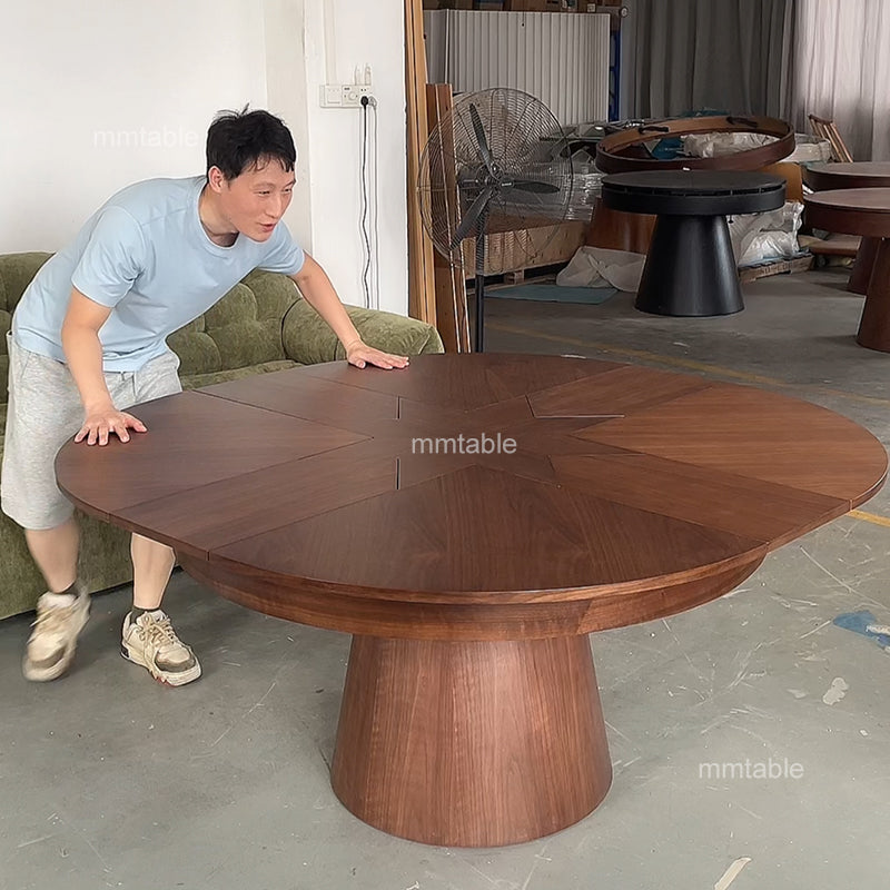 extendable round dining table set for 6 8 10 people / extendable round wooden dining table 130 cm 150cm 170cm 180cm 200cm
